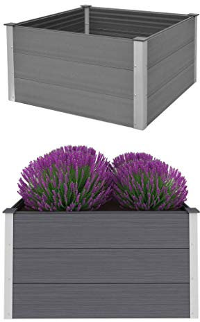 Hommdiy Garten-Hochbeet WPC Pflanzkübel Pflanzkasten Blumenkasten 100x100x54 cm Grau
