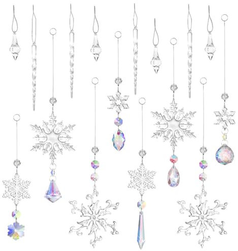 Veemoon 10st Sonnenfänger Aus Kristall Schneeflocken-Ornamente Weihnachtsschneeflocken-kristallverzierungen Weiße Glaskristall Schneeflocke Weihnachtsschmuck Weihnachtsdeko Fenster Mond