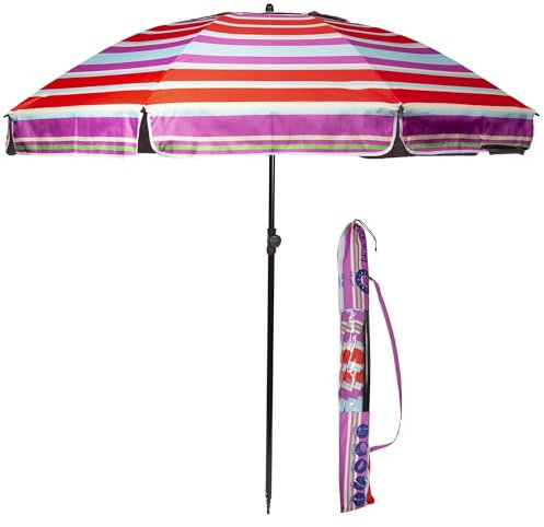 Isotoner Parasol de plage ultra résistant, structure anti vent, léger et anti uv upf50+