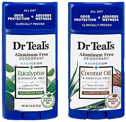 Dr. Teals Deodorant-Geschenkset (2 Stück, 2,65 Unzen Ea.) - Eukalyptus & Kokosöl - Essential Oils, Shea Butter & Magnesium Help Absorb Moisture & Keep Skin Clean & Healthy