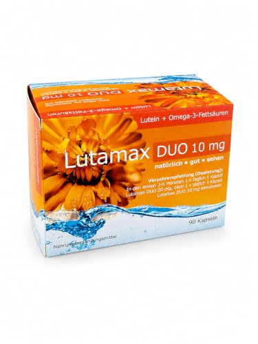 Lutamax DUO 10 mg – 90 Kapseln | Lutein, Zeaxanthin & Omega-3 | Augenvitamine bei AMD und altersbedingten Augenproblemen | 3-Monats-Pack