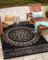 Teppium Outdoor Teppich Wetterfest 160x230 cm Schwarz Sisal Optik - Küchenteppich Waschbar, Wasserfest, Vintage Design, Pflegeleicht - Ideal für Balkon, Terassen, Garten, Camping oder Küche