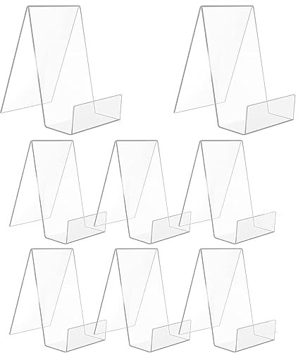 8 PCS Supporto per libri in acrilico trasparente, 7.5 * 10.5cm Espositore libri,Supporto per libri in acrilico, Tavolo porta libri, Album di foto e Porta brochure per la visualizzazione di libri, ecc