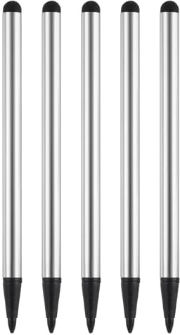 QUARKZMAN 5 Stück 2-in-1-Handy-Touchscreen-Stift, Resistiver Stylus-Stift, Aluminiumlegierung mit Widerstand, Kapazitive Spitzen, universell, Silber