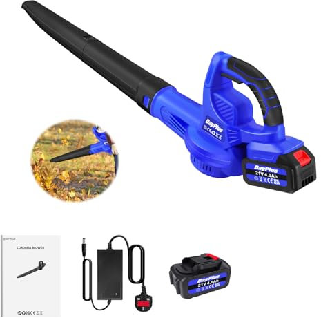 Souffleur de Feuilles sans Fil 21 V avec 4.0AH Batterie et Chargeur, souffleur de Feuilles sans Fil pour l'entretien de la pelouse, Souffleurs pour pelouse/Jardin/déblaiement des Routes