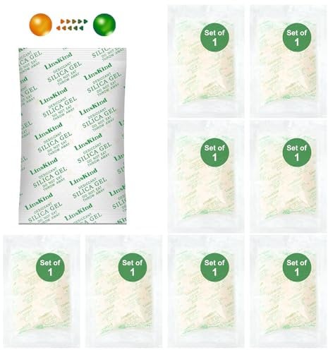 LinsKind Lot de 8 paquets de gel de silice de qualité alimentaire, absorbeurs d'humidité pour le contrôle de l'humidité – Protège les articles contre les dommages causés par l'humidité
