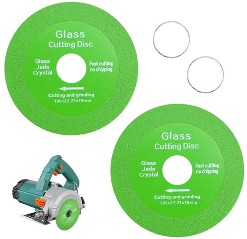2 Pcs Disco de Corte de Vidrio, 100 mm x 22,23 mm Disco Corte de Diamante, Cristal Disco Corte Diamante, Disco Diamante para Porcelana, Botellas de Vino, Jade, Granito, Vidrio(Verde)