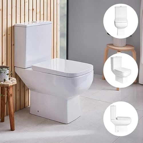 Square Affordable Rimless Close Coupled Full Toilet with Heavy Duty Soft Close Seat and Dual Flush