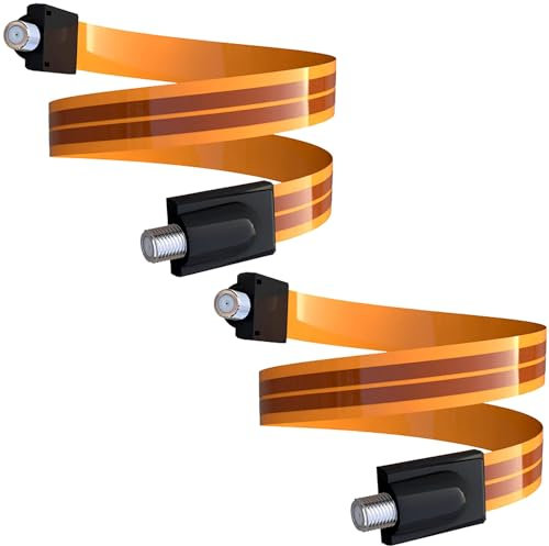 Greluma 2 Piezas Cable de puente coaxial plano tipo RG6 F para ventanas y puertas, cable coaxial F hembra a hembra compatible con antena de TV