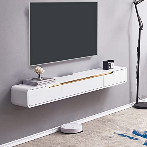 FPIGSHS TV Lowboard Hängend mit 2 Schublade, TV Board 120/160/180/200Cm, Modern TV Schrank mit Kabelmanagement, Wohnzimmer Hängeschrank Multimedia Wandregal (D, 180CM)