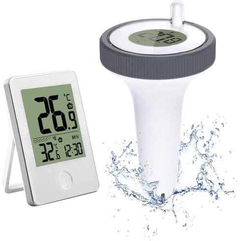 FENGQ PoolThermometer, Schwimmende Pool Thermometer mit Wassertemperatur Anzeigetester, Digital Wireless Wasserthermometer Teichthermometer für Badewannen Schwimmbäder Innen Außen Fischbecken