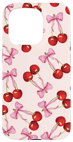 Hülle für iPhone 15 Pro Kirschrosa Schleife Kokette niedlich weich Mädchen ästhetisch