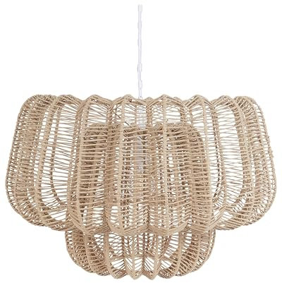 Beliani Hängelampe Papierseil beige Boho Stil Saisi