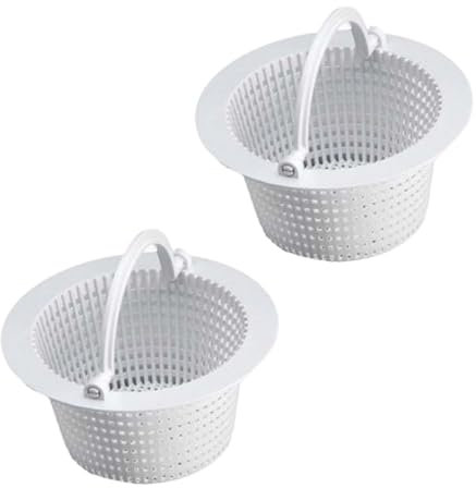 LOVIVER 2erSkimmer-Korb mit Griff, Ersatz-Wanddurchlass-Körbe für Schwimmbecken, große Kapazität mit Mesh, Elfenbeinfarben aus Polypropylen, leicht zu reinigen, kompatibel mit 15,8 cm Durchmesser