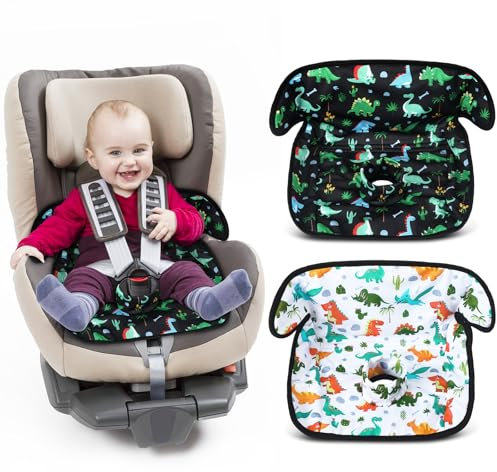 2 Pack Dinosaur Car Seat Protector for Potty Training Waterproof Piddle Pad Cover from Spillages Nappy Leaks Toilet Training Anti Slip Backing Strollers Carseat Liner for Toddlers Babies Summer