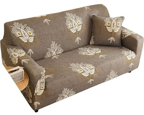 hfdch Sofa Überzug Flexibel Motif Vintage Gris Sofa Überzug 3 Sitzer Flexibel Moderne Elastischer Sofabezug Stretch 1/2/3/4 Sitzer Couchbezug Antirutsch Blumendruck Sofahusse