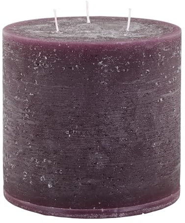 Chic Antique Macon rustikale Stumpenkerze Kerze Antik Altarkerzen 100% Paraffin lange Brenndauer mit 3 Dochten H15/D15 cm Pflaume