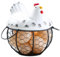 Chicken Egg Basket, Egg Basket for Gathering Fresh Eggs Holds 15 Eggs Rustic Cute Chicken Egg Basket with Lid and Handle Decorative Iron Multipurpose Egg Collecting Basket, White , Egg Basket for Ga