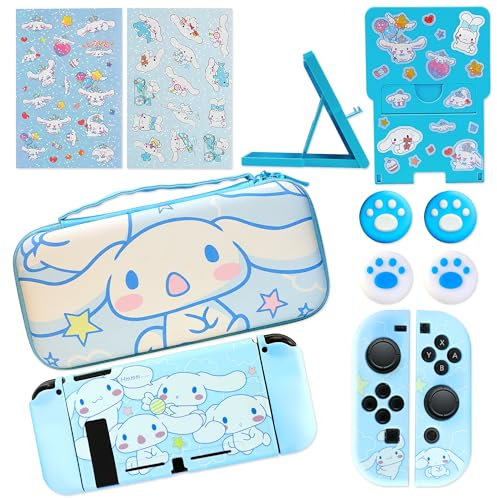 PERFECTSIGHT Étui de transport pour console Nintendo Switch avec accessoires 10 en 1, Blue Dog, Étui de transport