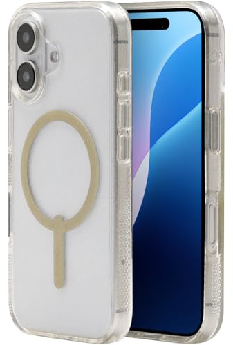 ZAGG Milan Snap Graphene-Reinforced Case for iPhone 16 [6.1-Inch], MagSafe Compatible, Anti-Yellowing, Slim Design, Secure Grip, Fashion-Forward, Shockproof Phone Back Cover (Gold Glitter)