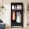 LOEFME Canvas Wardrobe 161 * 59 * 45cm, Wardrobes for Bedroom,Base Design Fabric Wardrobes with 2 Storage Boxes and Side Pockets, Portable Wardrobe Suitable for Home, Apartment, Dormitory (Black-2)
