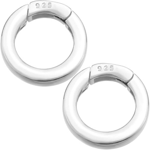 SUNNYCLUE 1 Schachtel 15mm 925 Sterling Silber Federringe Taschenring Clips Runde Karabinerverschlüsse Aus Metall Taschenauslöser Karabinerhaken Tor O Ringe Großpackung Zur Schmuckherstellung Schlüsse