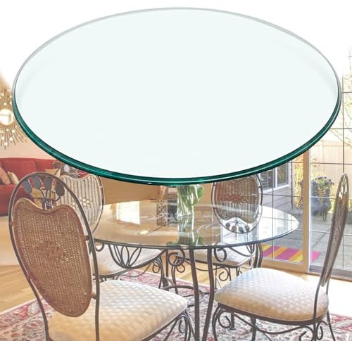 Plateau De Table Ronde Verre Trempé Transparent Pour Salle À Manger/Tables Basses, Ø 38cm 50cm 75cm 100cm Dessus De Table Ronde Verre, Épaisseur 8 Mm, Solide Et Incassable, Facile Nettoyer(38cm)