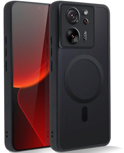 Coiwxmoi Magnetisch Hülle für Xiaomi 13T / 13T Pro 5G 6,67, Kompatibel mit Magsafe, Matt Transluzente Handyhülle Anti-Fingerabdruck Kratzfeste PC Rückseite + TPU Silikon Schutzhülle, Schwarz