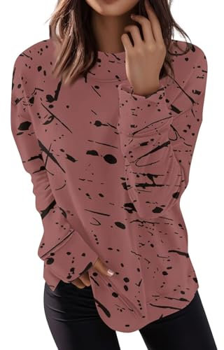 Gyaimxfu Pull Femme Sweatshirt Imprimé Mode Oversize Hiver Sweatshirts Pull Polaire Sweatshirt Sans Capuche Ample Décontracté T-shirt à Manches Longues Doux Sport Streetwear Chemisier Top, Rose, XL