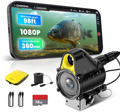 Chasing Canfish CF1 Underwater Fishing Camera Kit,1080P Full HD Portable Video Fish Finder,APP Remote Control Real-time Observation,Fishing Camera with Infrared Light for Sea, Lake, Boat, Ice Fishing