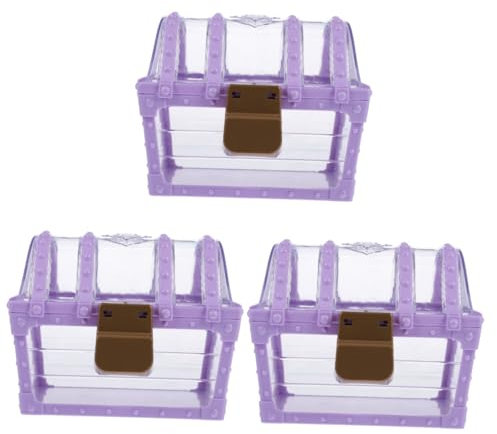 3 Sets Prinzessin Piraten Schatztruhe Aufbewahrungsbox mit Schloss Mädchen Spielzeug durchsichtiger Behälter Spielset für kleine Schmuckstücke und Schmuck Lila ABS Organizer