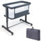 COSTWAY 3 in 1 Beistellbett, Reisebett Baby mit Matratze, Babybett & Babywiege & Kinderbett 5-stufig höhenverstellbar neigbar, Stubenwagen mit Tragetasche bis 9kg belastbar(Dunkelgrau)