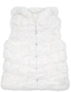 QUEEN HELENA Pellicciotto Smanicato Caldo Giacca Invernale Casual Elegante Donna PLC03-1 (IT, Testo, Taglia unica, Regular, Regular, Standard, Bianco)