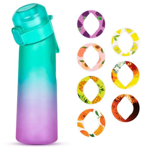 Trinkflasche mit Geschmack, Luft Wasserflasche, Trinkflasche 650ml mit 7 Pod, Wasser Flasche und Wasser mit Geschmack, Trinkflaschen Set, Water Bottle with Flavor (B)