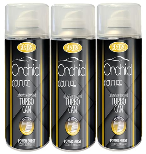 Orchid Couture Turbo Car Air Freshener Spray – Powerful, Strong & Long Lasting Odour Eliminating Sweet Floral Scent – Interior Freshener & Essential Car Accessories for Men and Women – 400ml, 3 Pack