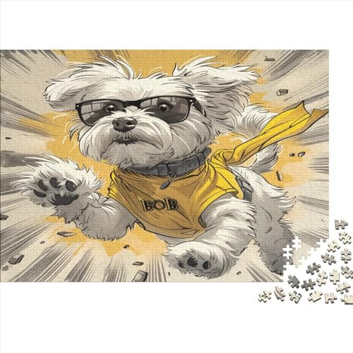Maltese Dog Jigsaw Puzzles for Adults 1000 Piece Puzzles for Adults Educational Challenge 1000 Pieces Puzzles for Adults 1000pcs (75x50cm)