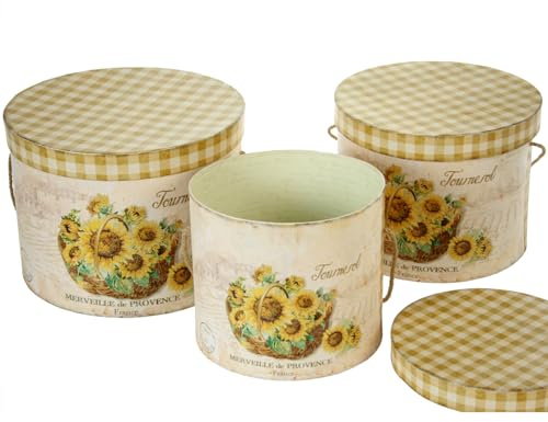 SET 3 CAJAS GIRASOLES CARTÓN 27X23 32X25 36X27 CM