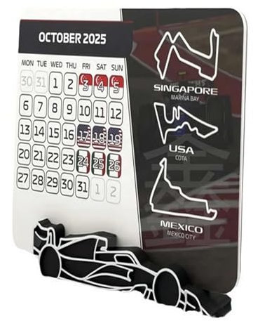 Yiokii F1 Kalender 2025, Formel 1 Kalender 2025 Desktop-Kalender Mit F1-autoständer, Formel 1 Tischkalender Geschenk Für Motorsport-Fans