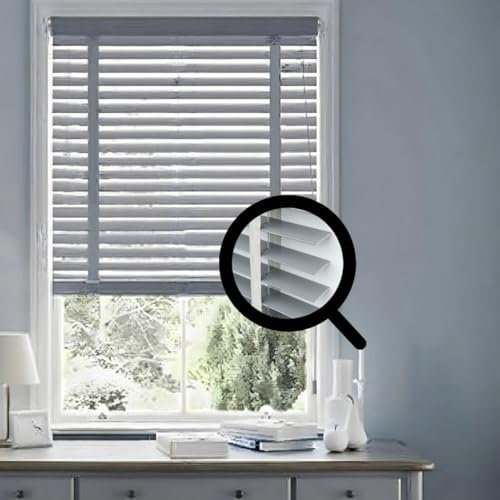 Holzjalousie Jalousette 50 Mm Lamellen Extra Breit Für Fenster Und Türen Blickschutz Jalousie Fenster Breite 104-157 cm, Höhe 122/163/183cm(Grey,140x183cm)