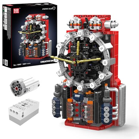 Mould King 10187 Technik Cyberpunk-Uhren Set, 1601 Teile kreative Uhren Modellbausteine für Erwachsene, MOC Elektrisches mechanisches Bausteinmodell Klemmbausteine Bausatz Spielzeug