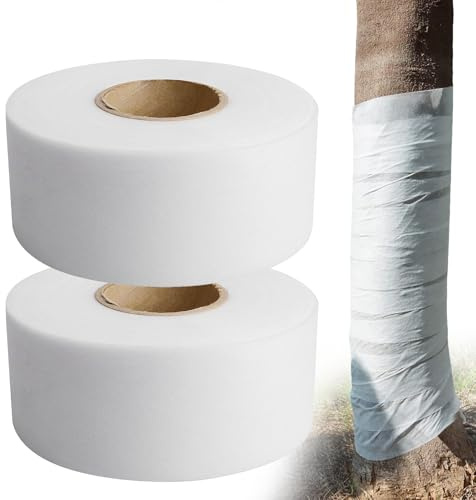 2 Rollen Weißes Baumverband Je 8cm×30m Zum Schutz von Winterschutz für Pflanzen Olivenbaum Winterschutz Pflanzenschutz Winter und Palmenschutz für den Winter Damit die Baumstamm Überwintern Können