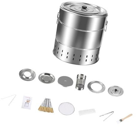 Smokeless BBQ Grill Eimer Zubehör Barbecue Hanging Grill Kebob Grill mit 28 Spießen für Gartenparks Outdoor-Aktivitäten 39 x 42 cm - S