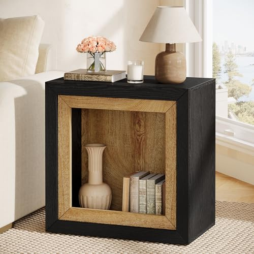 Tribesigns Beistelltisch Schmal, Couchtisch im Bilderrahmen-Design mit Stauraum, Moderner Nachttisch für kleine Räume, Sofatisch in Holz-Optik, 60x30x60 cm, Braun