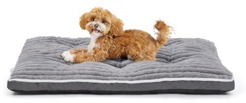 VoltaEcho Hundebett Kleine Hunde Waschbare Hundematte (75 x 50 x 7 cm) | Weicher Plüschstoff – Rutschfeste Unterseite – Geeignet für Wohnzimmer Hundebox Kofferraum Grau