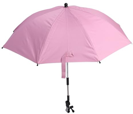 Hztyyier Kinderwagen-Sonnenschutz, Sonnenschutz-Regenschirm mit 360 Grad Verstellbarer Klemme für Kinderwagen, Dreiräder, Leichter Tragbarer Baby-Sonnenschirm für den Außenbereich (PINK)