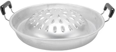 HERCHR Thai-koreanische Grillpfanne, Edelstahl-Grilltablett, Camping-Grillpfanne, rauchfreie Bratpfanne, zum Kochen von Fleisch, Gemüse, Herdplatte (35 cm/13,78 Zoll Originalfarbe)