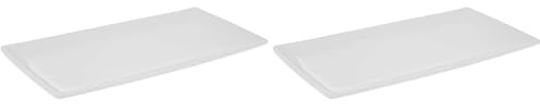 GENEVIEVE LETHU 535986 Plat en Porcelaine Blanche L 29 cm x l 15 cm - Collection Doux Souvenirs - Plat de Service rectangulaire (Lot de 2)