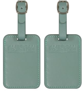 American Tourister Gepäckanhänger - Kofferanhänger für Koffer und Taschen, mit verstellbarem Riemen, inklusive Adresskarte, Set aus 2 Stück, Grün (Iceberg Green)