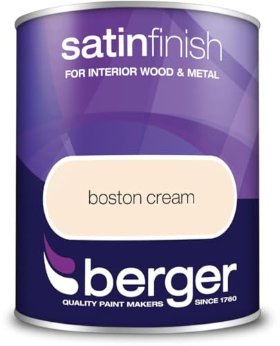 DRW Boston Cream Satin Finish Paint 750ml | Interior Wood and Metal Paint | Durable Mid Sheen Satin Finish | Trim Paint for Doors Skirting Boards Window Frames and Furniture