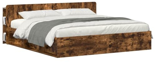 vidaXL Kopfteil Schrank mit Speicher Geräucherte Eiche Holzwerkstoff, Stylischer U-förmiger Holz-Kopfbereich, Multifunktionale Kommode, Moderne Möbel, Organisierer, Stauraumlösung